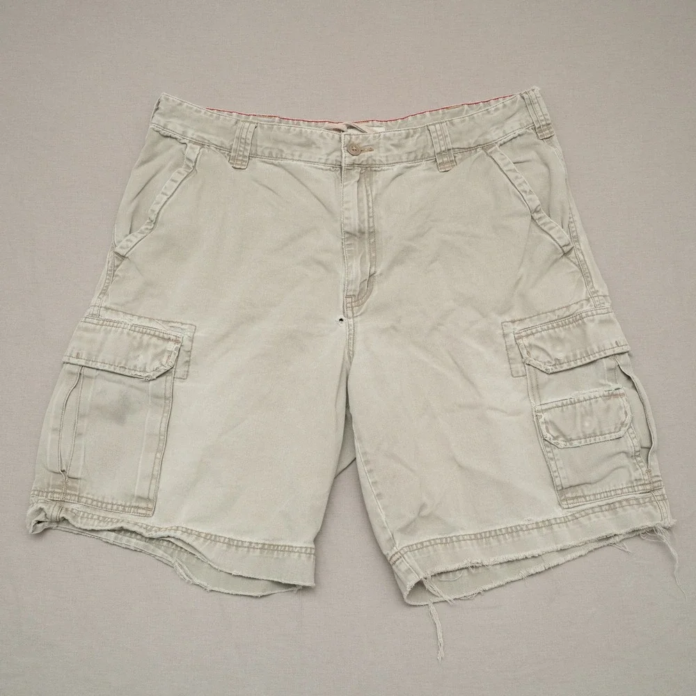 Vintage Y2k 2000s Mossimo Baggy Cargo Shorts Draw String Faded Earth Tone 36x9.5